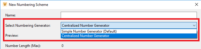 User Defined Number Scheme Vault Professional 2020